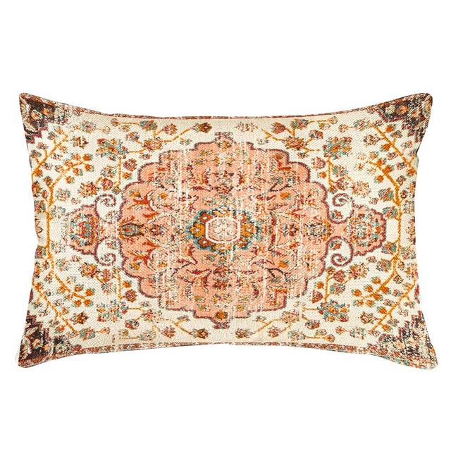 Knagsfa Boho Throw Pillow Cover Orange Carpet Pattern Antique Ethnic Decorative Pillow Cases Home Decor Rectangle 12x20 Inches Pillowcase