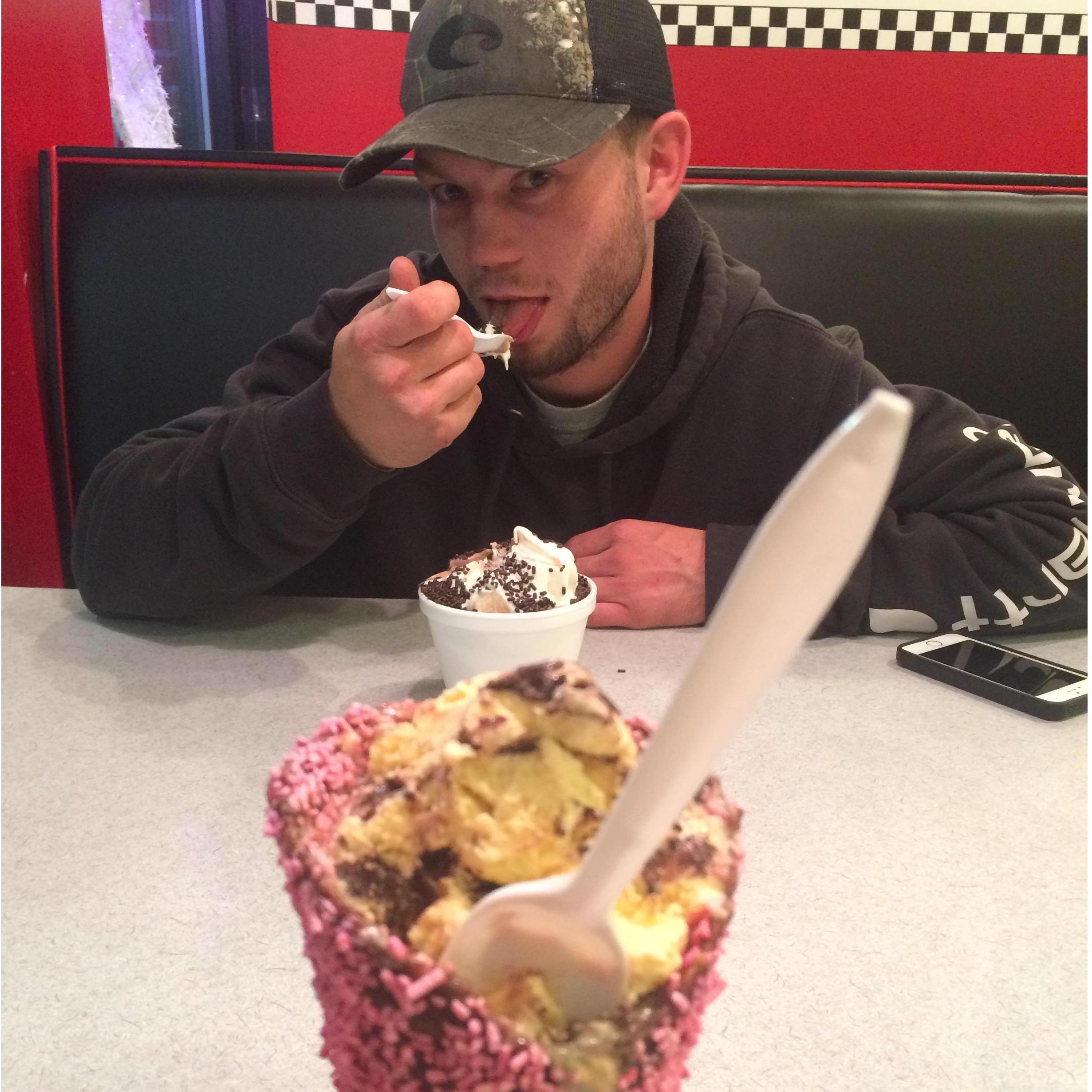 2015: One of our first dates. Joshua loves to flick sprinkles at Corrin every time!!