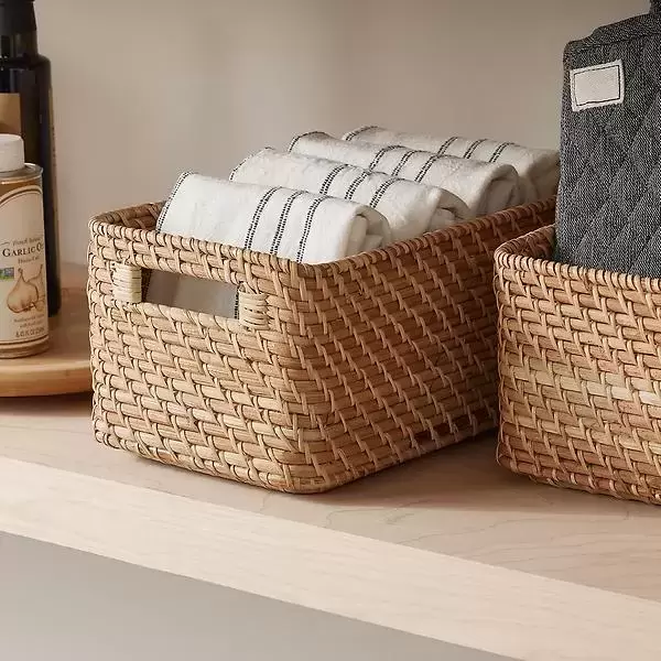 Marie Kondo Medium Ori Curved Rattan Bin Honey Natural