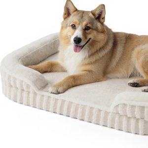 High-Back Dog Sofa Bed with Removable Cover, Beige, Size XL