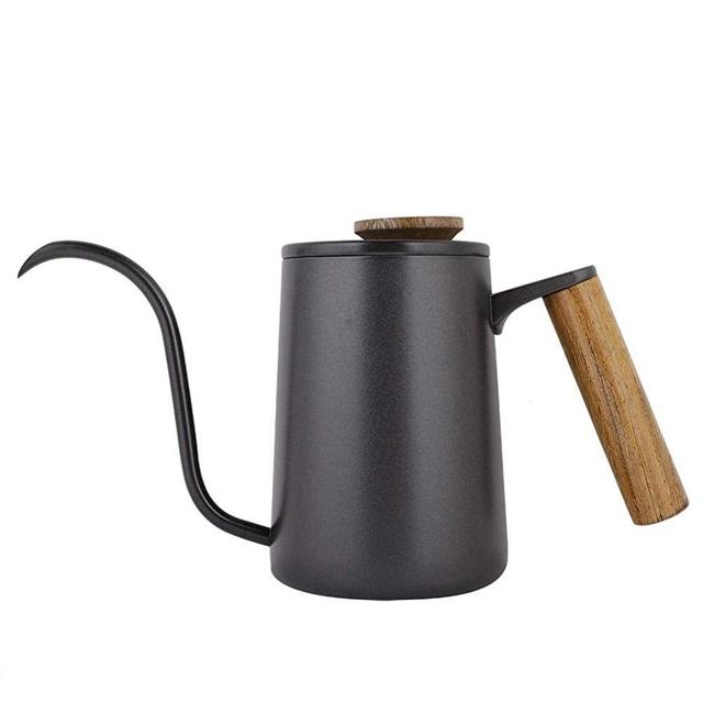 600ml Fashion Stainless Steel Handle Drip Coffee Pot Long Gooseneck Spout Kettle (（Black）)