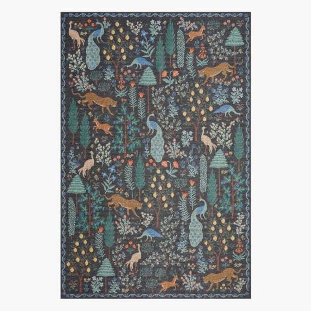 Menagerie Forest Black Power-Loomed Rug