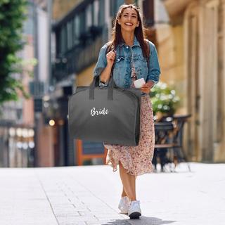 60" Gown Length Script "Bride" Tri-Fold Travel Garment Bag with Pockets