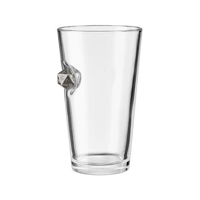 BenShot D20 Dice Pint Beer Glass - 16oz - HandCrafted for the Gamer