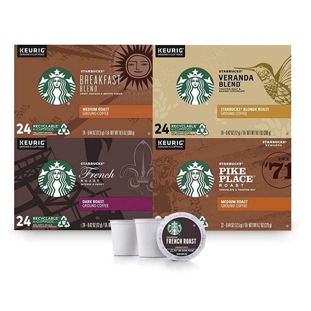 Starbucks Black Coffee K-Cup Coffee Pods — Variety Pack for Keurig Brewers , 24 Count (Pack of 4)