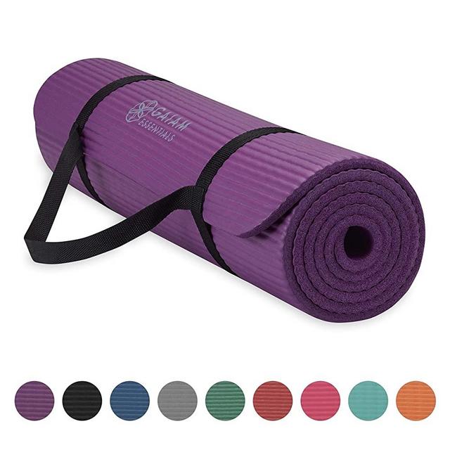 Gaiam Mat Yoga Thick Essentials Fitness Exercise Easy-Cinch Carrier Strap 72"L x 24"W X 2/5 Inch Sporting goods