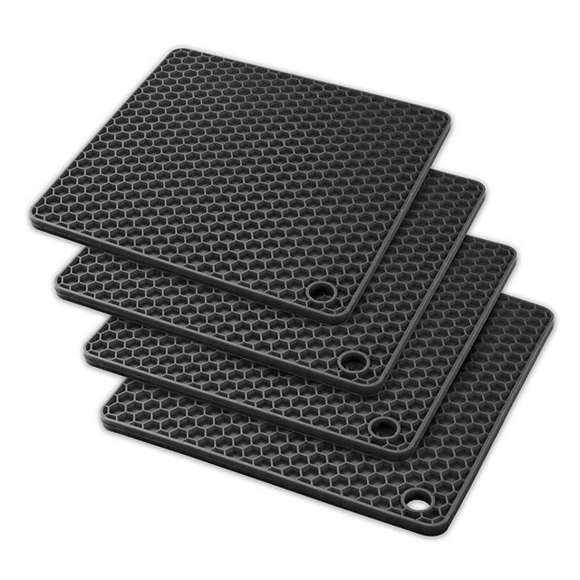 Pot Holders and Silicone Trivet Mats. Our 7 in 1 Multi-Purpose Kitchen Tool is Heat Resistant to 440°F Non-slip durable flexible easy to wash and dry. 4 Potholders By Q's INN.