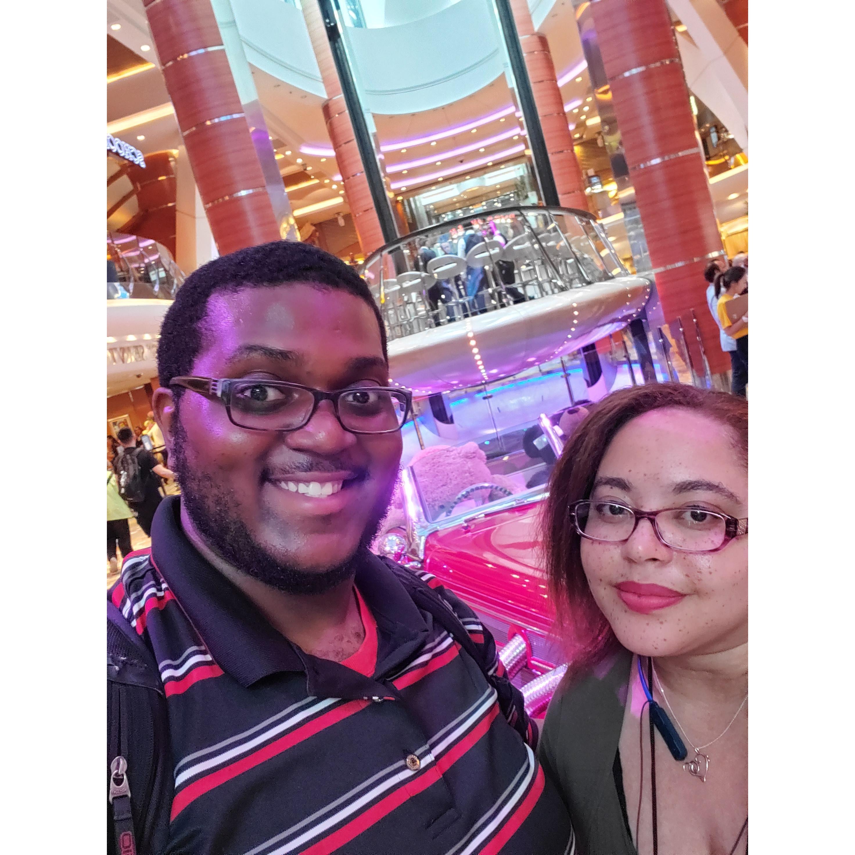 Us (Aaron with the trusty backpack) on our second cruise together).