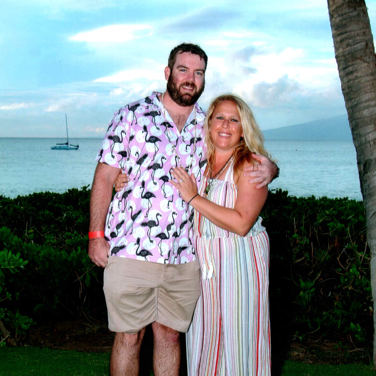 At a Luau just after we got engaged on Maui