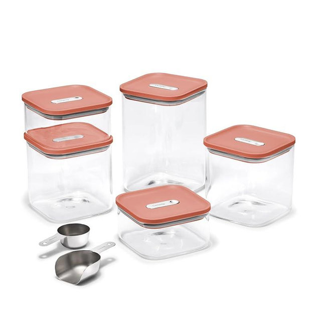 Caraway 14-Piece Glass Airtight Food Storage Containers with Lids – Non-Toxic, BPA-Free Kitchen Storage Containers – Stackable, Space-Saving Airtight Containers for Dry Goods and More - Perracotta