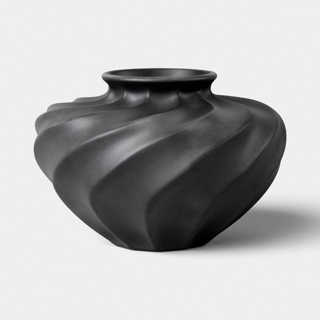 Short Twisted Ceramic Vase Black - Threshold™