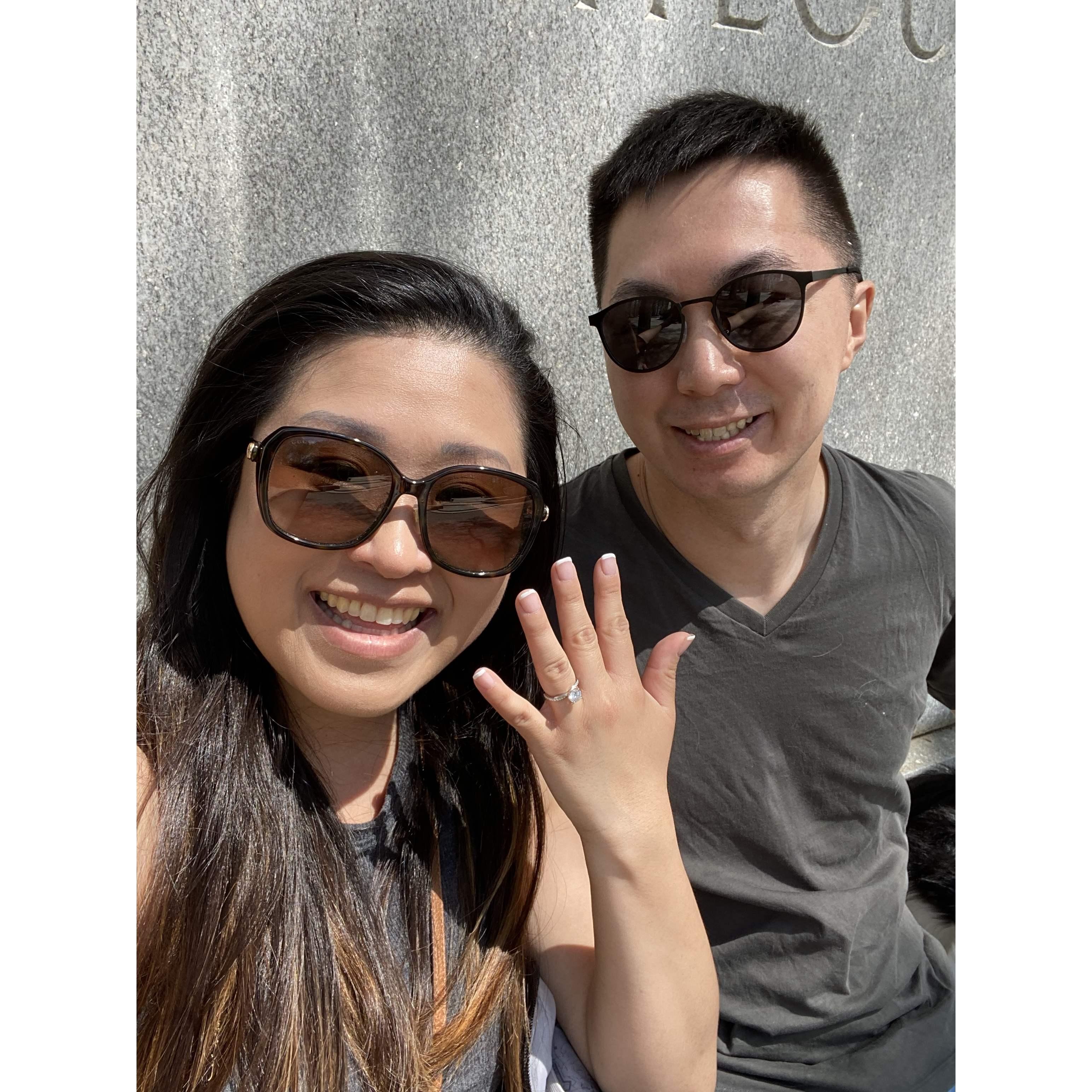 First day as fiancé at Roosevelt Island, DC!