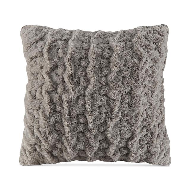 Madison Park Hand-Ruched 25" Square Faux-Fur European Decorative Pillow