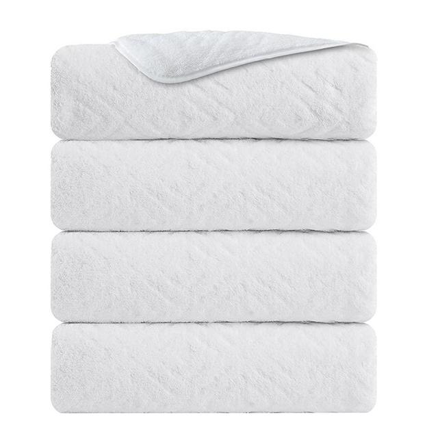 CHINO Extra Large Bath Towel Set, 4 Piece White Oversized Bath Towels 35"x70"-Soft, Quick Dry, Super Absorbent, Diamond Pattern Microfiber Bath Sheets for Bathroom, Beach, Travel, Fitness, Yoga