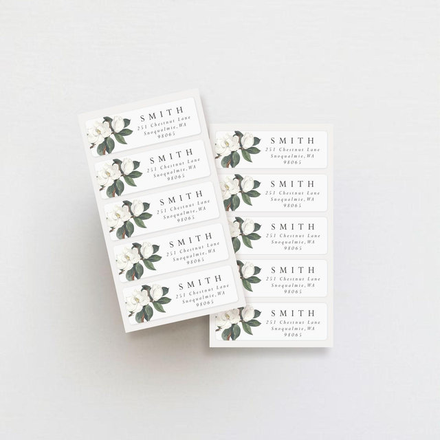 Watercolor Magnolia Return Address Labels - Set of 30 Weatherproof Stickers