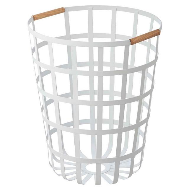 Yamazaki Round Laundry Basket, White