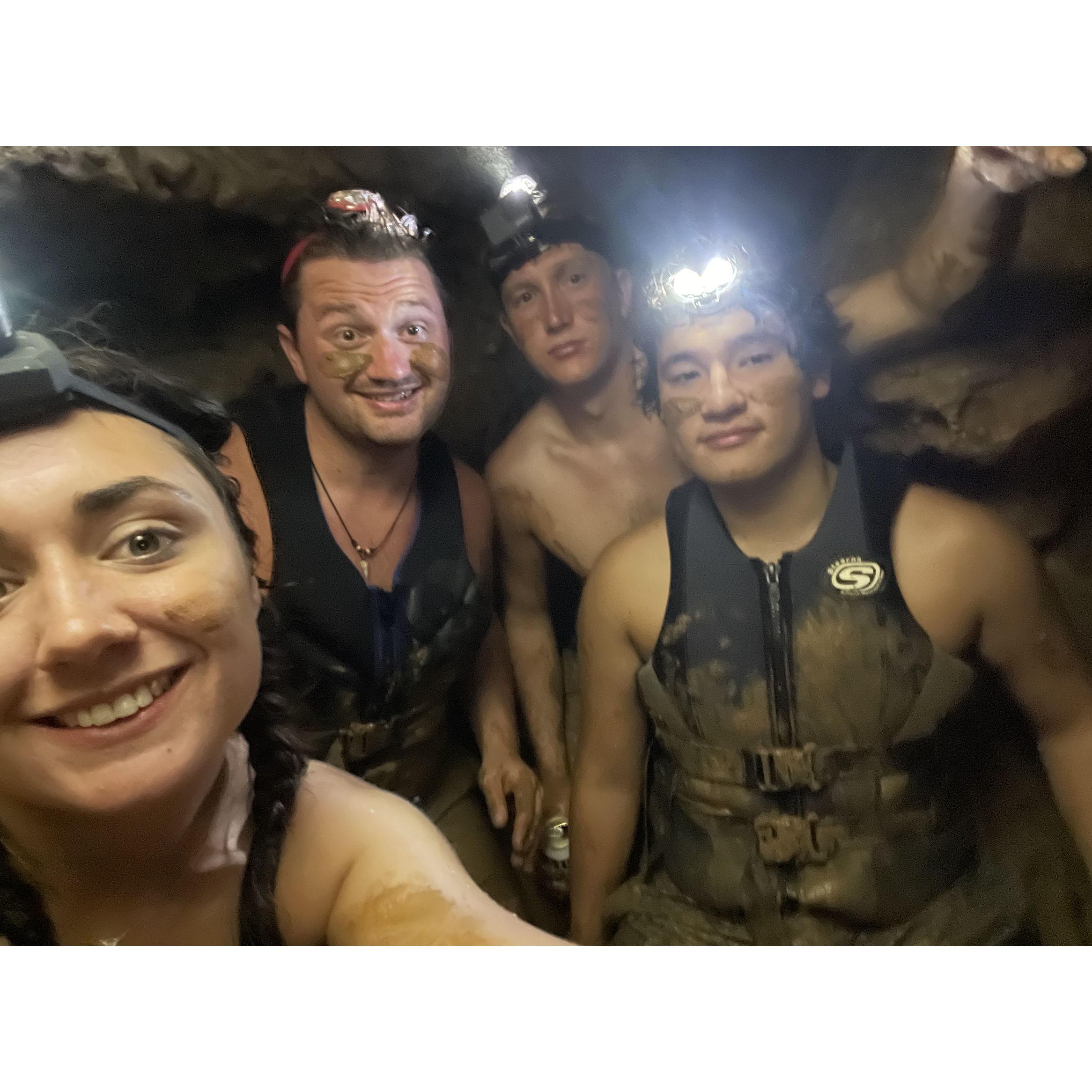 Adam's annual cave expedition in the Ozarks. CeCe would like to note that the the next time they went into a cave in the Ozarks there were so many spiders and she cried, like, a lot.