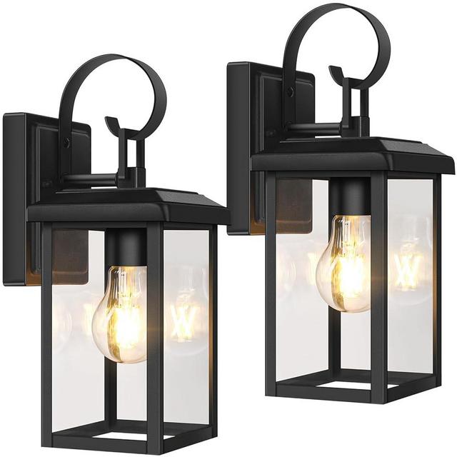 BesLowe 2-Pack Outdoor Wall Light Fixtures, Exterior Lighting Fixtures Wall Mount, Waterproof Porch Lights Outdoor Wall Sconces Lanterns, Modern Outside Lights for House Front Door Garage, Black