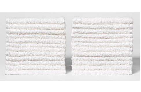 ECO TOWELS 24-Pack Washcloths | Natural Cotton, 12 x 12 Inch, Machine Washable Cleaning Rags and Wash Cloths for Bath Room (24-Pack, White)