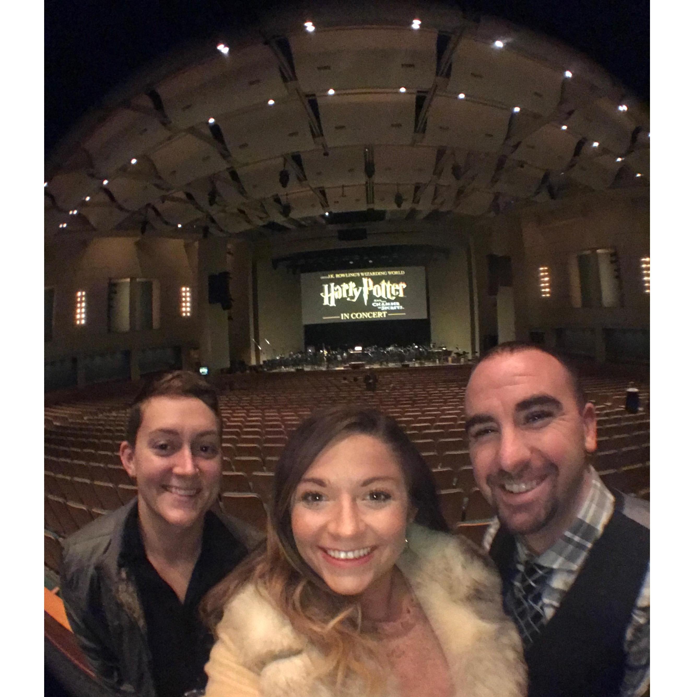 Every year I go to Harry Potter in concert where the Minnesota Orchestra plays along with the movie. Bri brought me the first year, the 3 of us went and then Theo and I went last year.