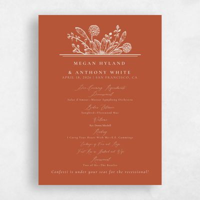 Light Rust, Orange Wedding Program - Preciada