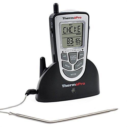 ThermoPro TP09 Electric Wireless Remote Food Cooking Meat BBQ Grill Oven Smoker Thermometer / Timer, 300 Feet Range