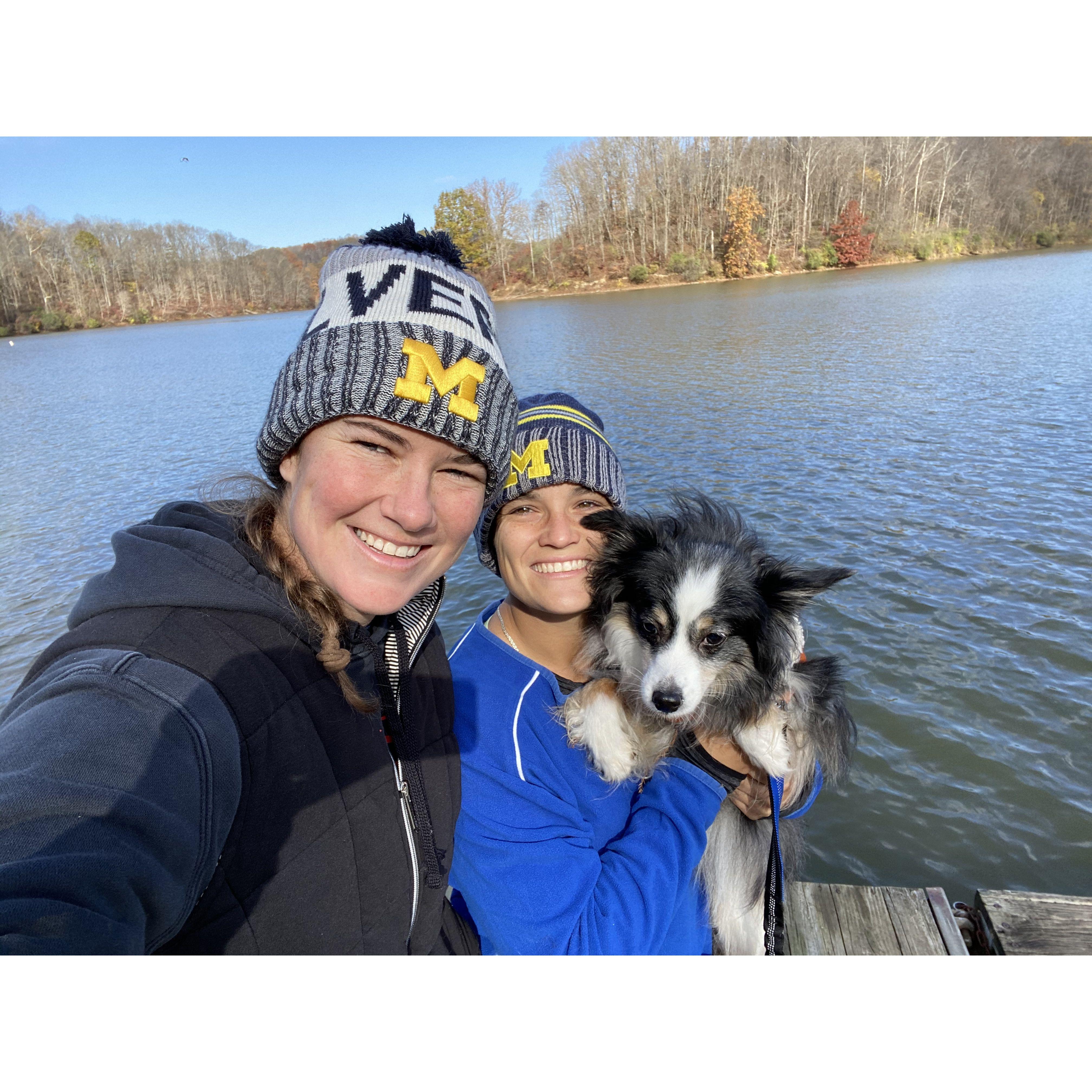 Our little family walk in Newport News… Go Blue!