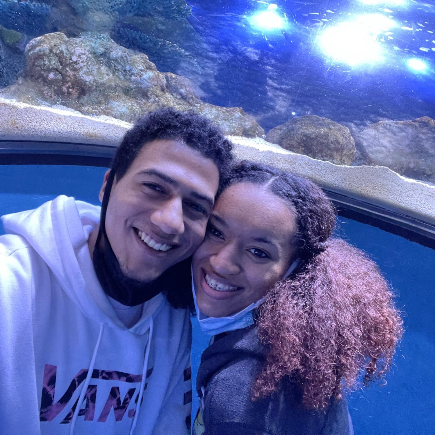 Our first “date”! We went to an aquarium in Branson while we denied that we liked each other as more than just friends 🤣💛