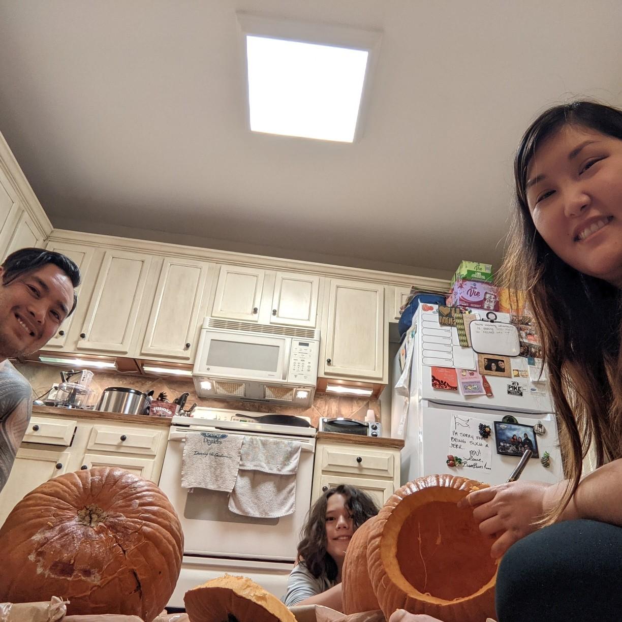 Carving Thanksgiving pumpkins together for the first time! November 2021