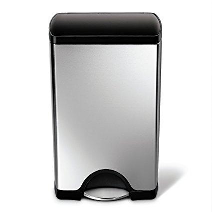 Rectangular Step Trash Can, Stainless Steel