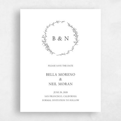 White Fall Wedding Save the Date - Earlewood Portrait