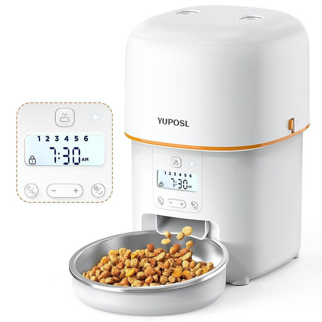 Yuposl Automatic Cat Feeders - 8cup/68oz for Pets, Timed Automatic Pet Feeder with Over 180-day Battery Life, Automatic Dog Feeder 1-6 Meals Control, Cat Food Dispenser Freshness Dry Food
