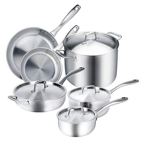 Duxtop Whole-Clad Tri-Ply Stainless Steel Induction Ready Premium Cookware 10-Pc Set