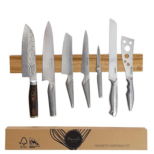 Premium 17.7 Inch Sustainable Acacia Wood Magnetic Knife Holder | Magnetic Knife Strip great for Knife Storage | Magnetic Knife Rack | Knife Holder | Knife Magnet | Knife Rack