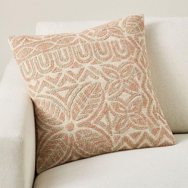 Cove Embroidered Pillow, 20" x 20", Terracotta Multi