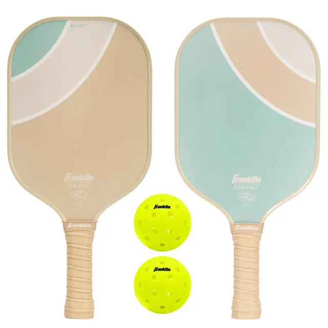 Franklin Sports 2 Player Poly Paddle with Ball Set - Green/Tan