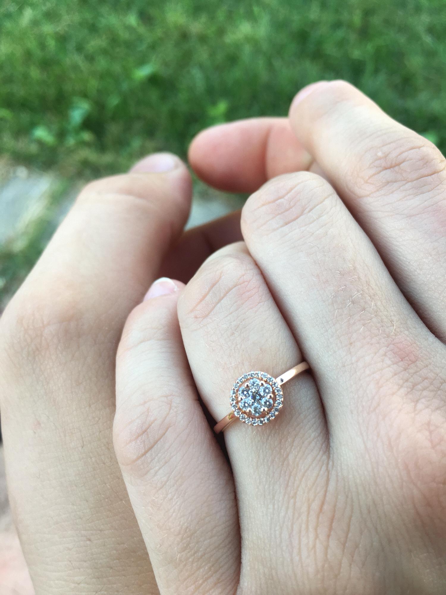 We announced our engagement on social media with this picture of us holding hands, showing off the ring: August 2017