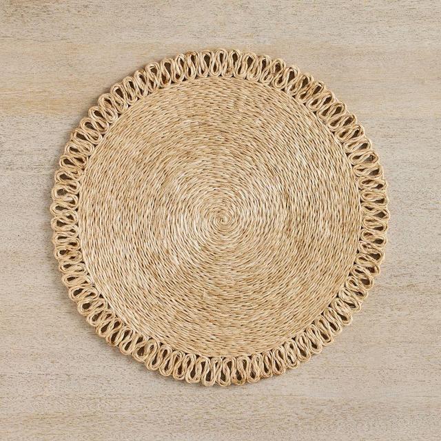 Handcrafted Round Abaca Placemats, Set of 4 - Natural