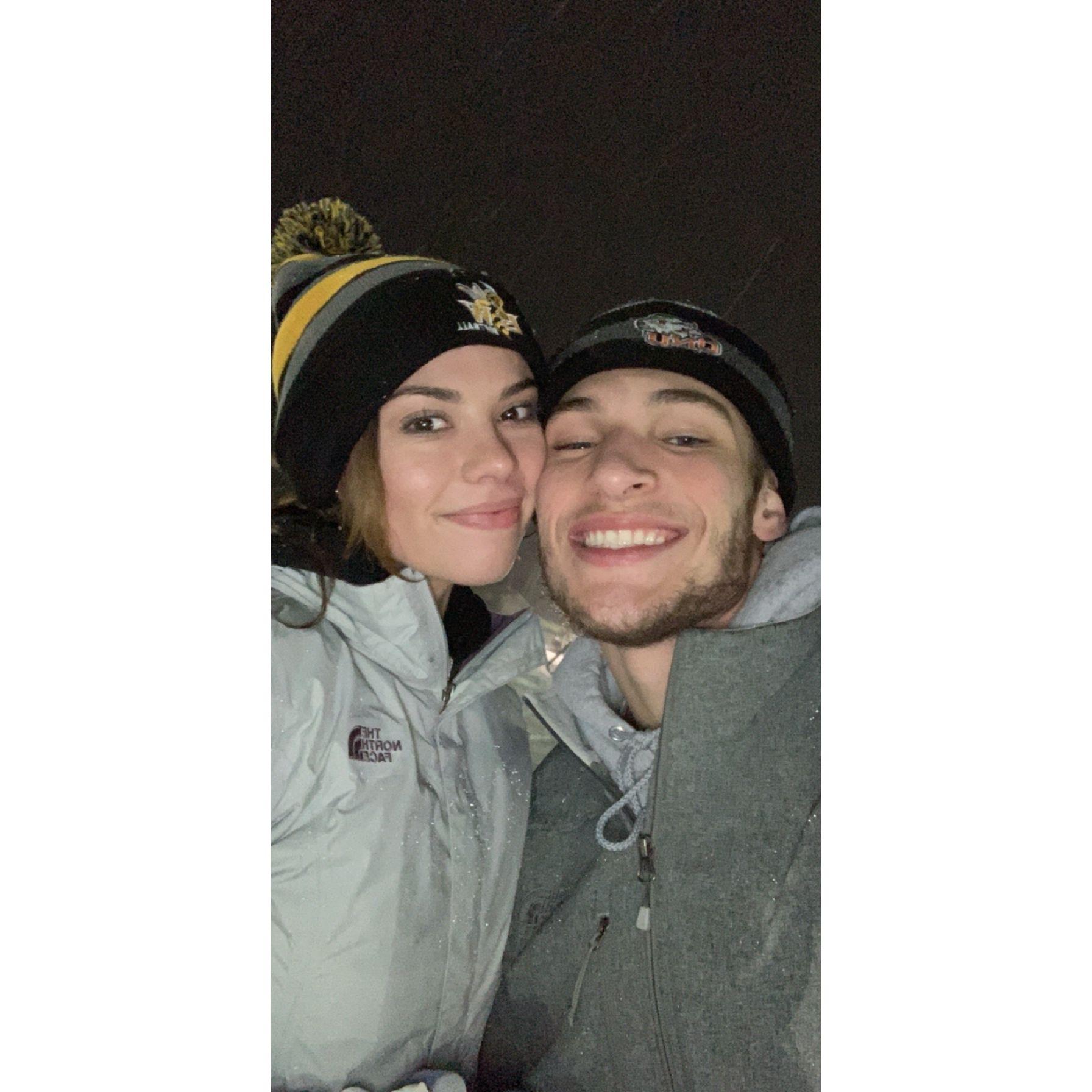 The night we officially started dating. We went skiing with Abby's college roommates, for the first and last time. Ask us how it went and we will tell you a funny story involving the magic carpet.