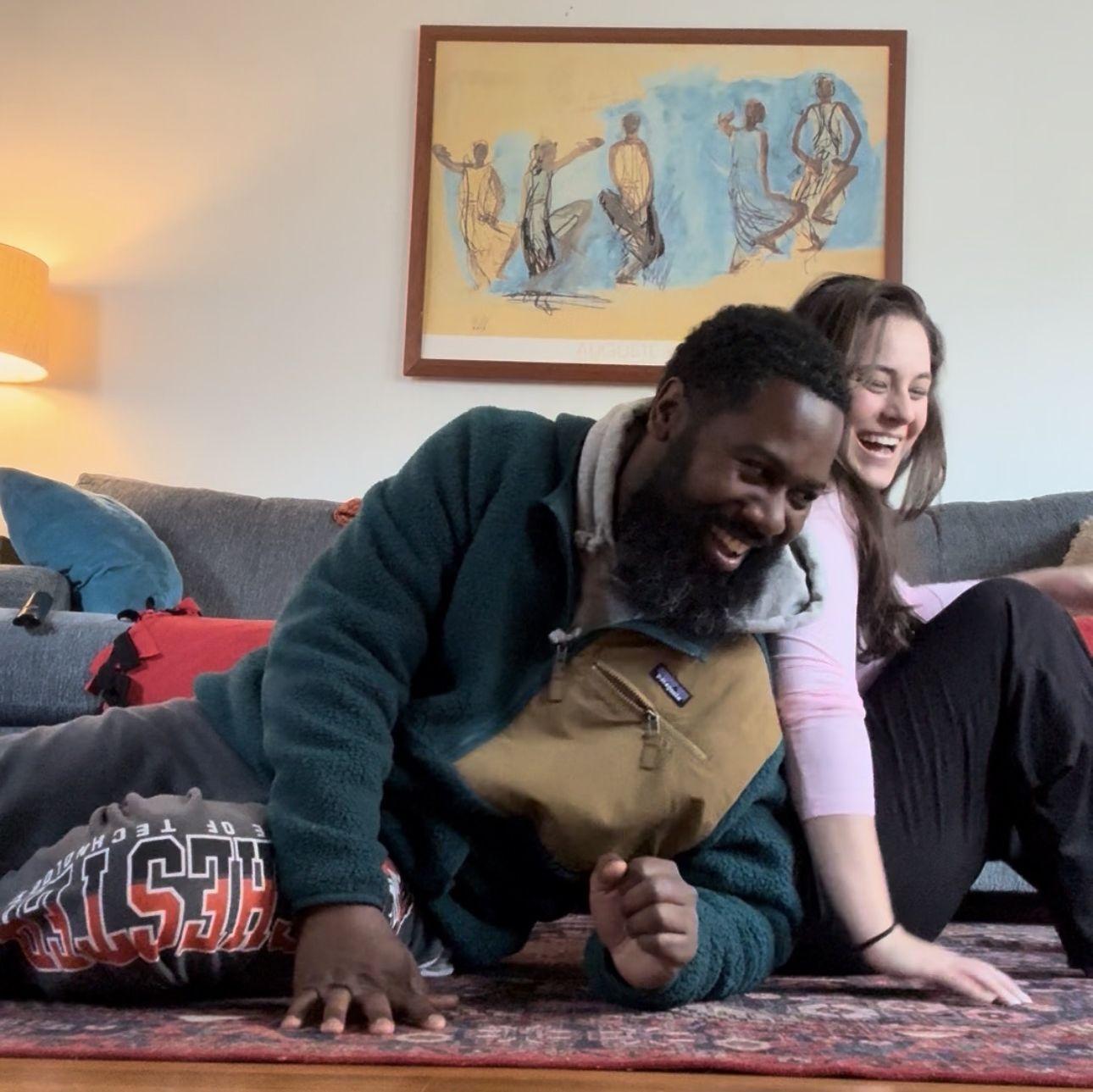 Aaron taking time off from being a grumpy Boomer to do Millennial tik tok trends with Molly who never posts videos