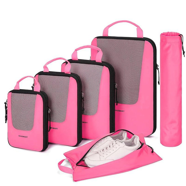 BAGSMART Compression Packing Cubes for Travel, 6/5/4set Lightweight Packing Organizers, Summer Travel Essentials Suitcase Organizer Bags Set