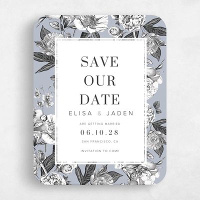 Blue Rounded Wedding Save the Date - Trèfle Portrait