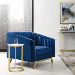 Valiant Vertical Channel Tufted Velvet Armchair