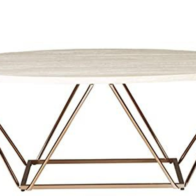Signature Design by Ashley - Tarica Occasional Coffee Table Set of 3, White/Gold