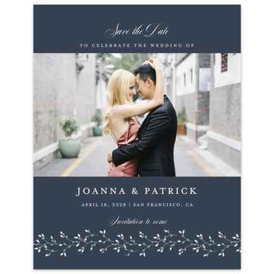 Grayed Navy, Blue Wedding Digital Save the Date - Ginevra Photo