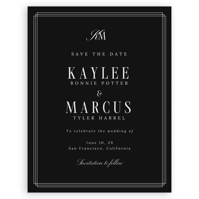 Black Wedding Digital Save the Date - Mahogany Classic