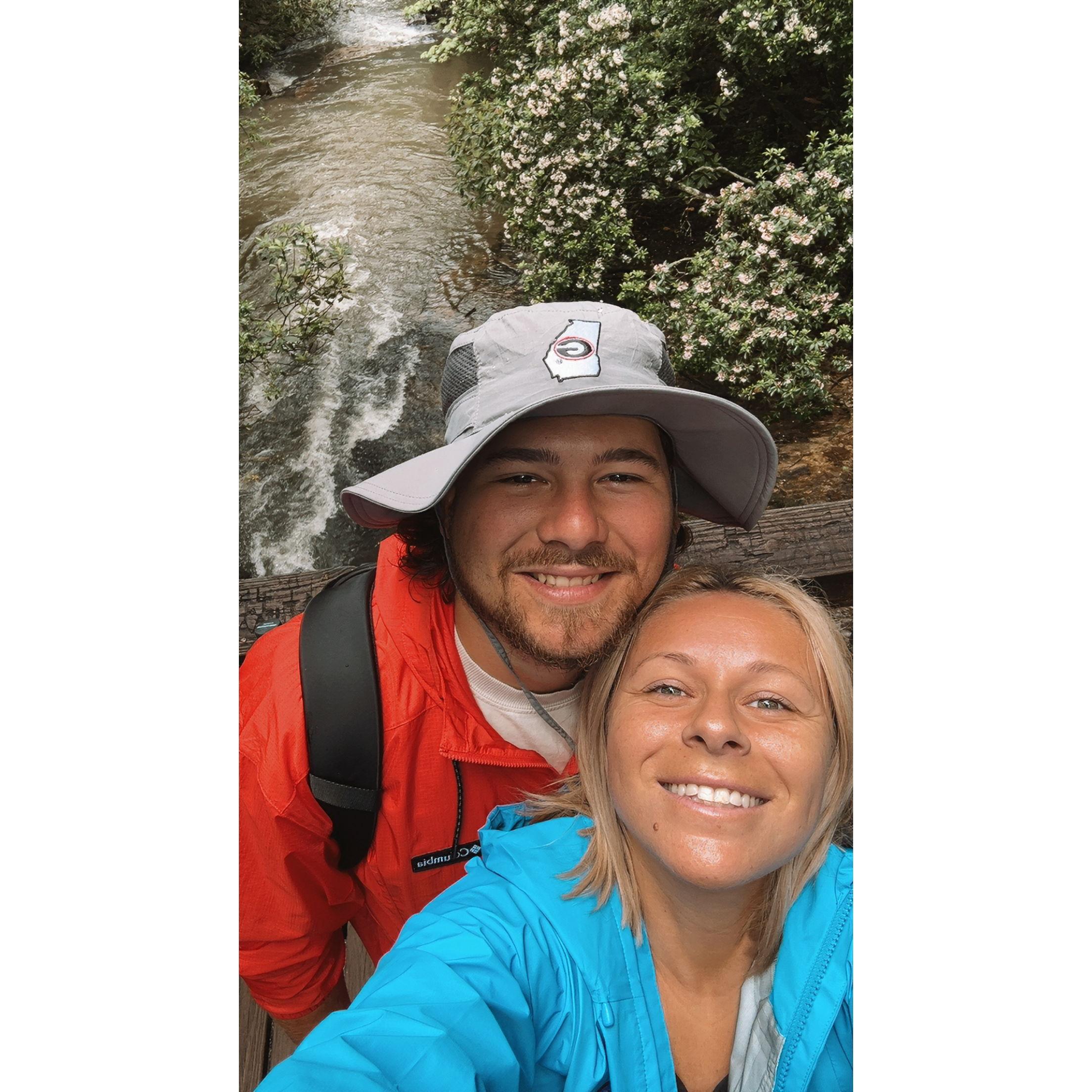 About 4 miles into our 6 mile hike Cadden proposed at the top of the smokey mountains