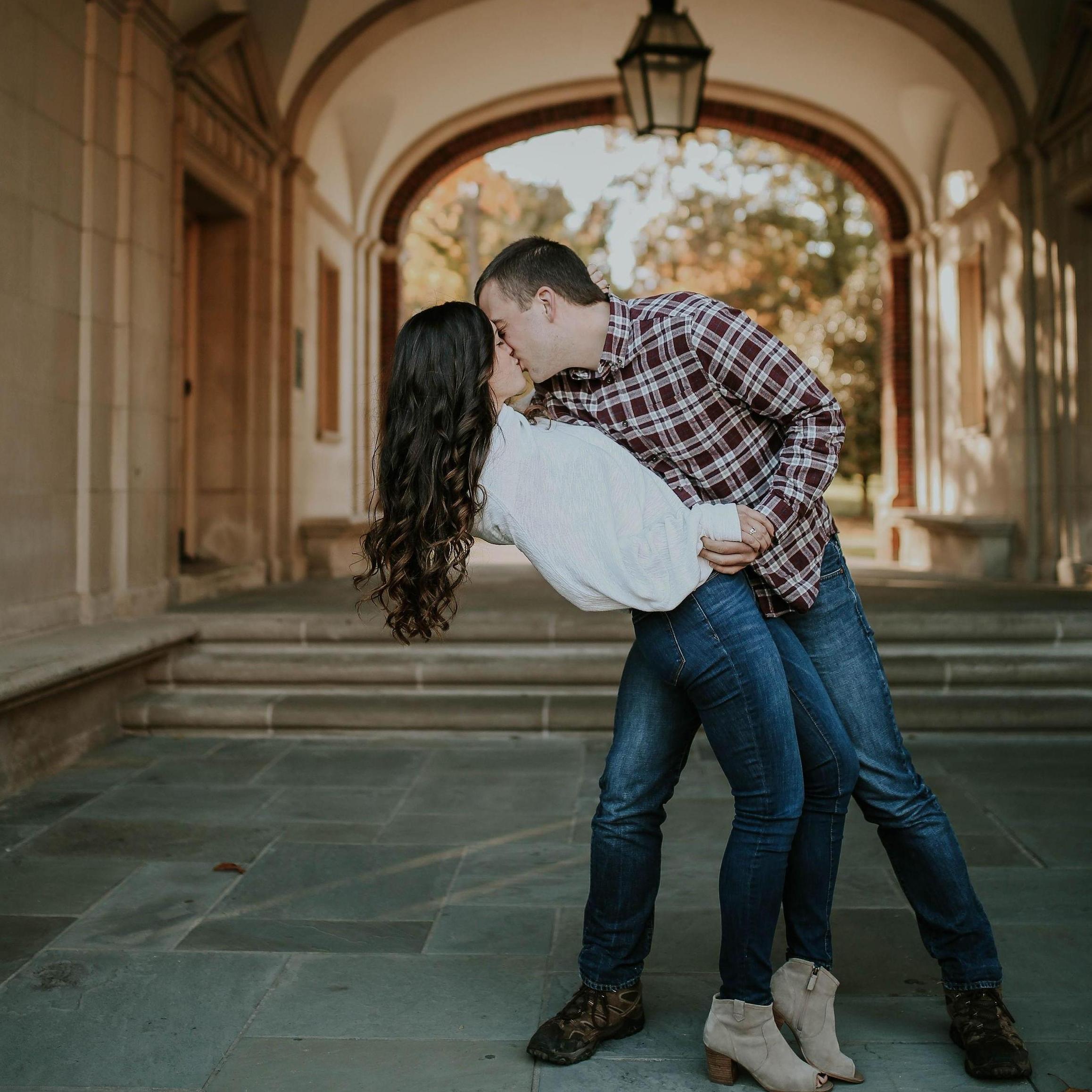 According to Miami folklore, couples who kiss at the Upham arch will get married. “Miami Mergers” refers to alumni married to other alumni, so we're on our way!