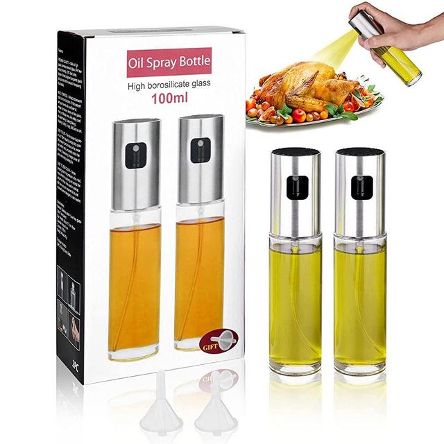 Olive Oil Sprayer for Cooking, 3.4oz Oil Mister Spray Bottle, 100ml Oil Mister Olive Oil Spray Bottle for Air Fryer, Kitchen, Salad, BBQ, Baking, 2 Pack