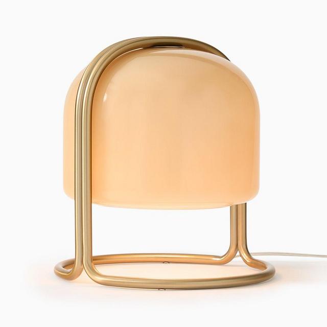 Remy Table Lamp, 12in, Light Bronze, Beige Glass